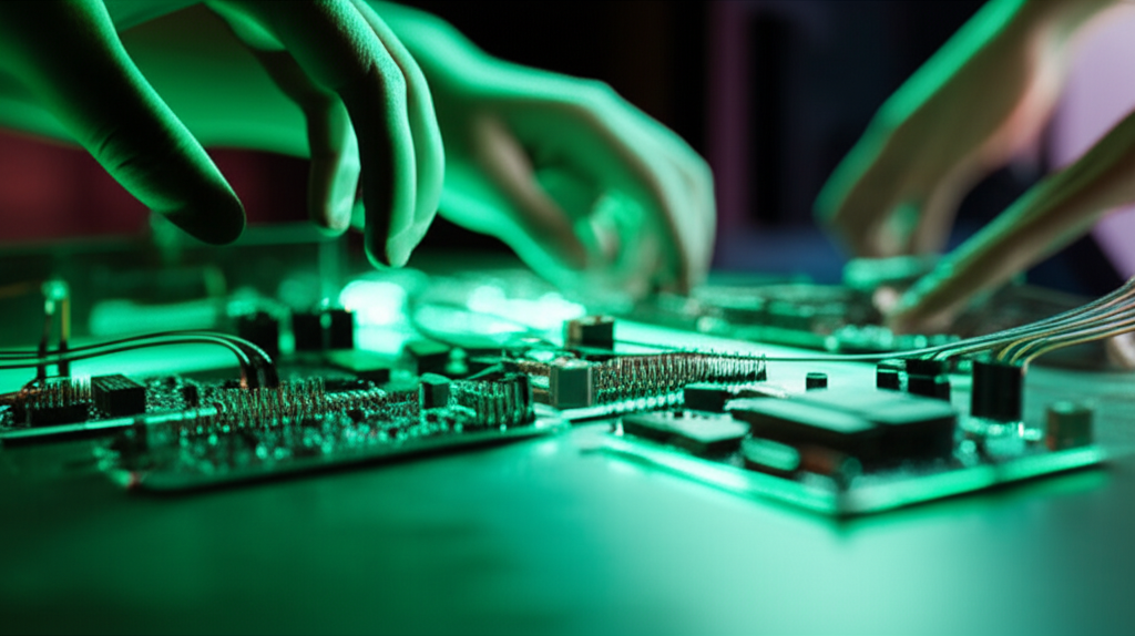 Innovation lab with prototypes and IoT devices being tested