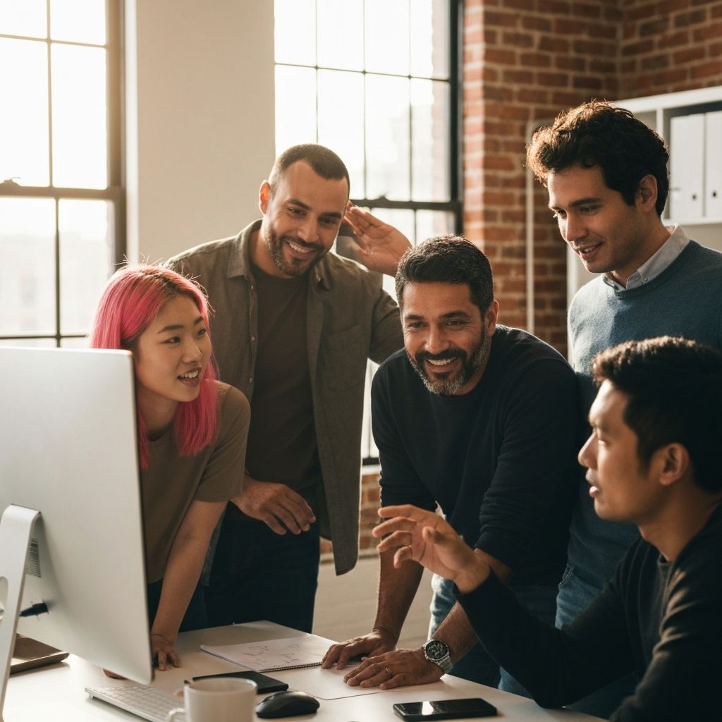 Alham Webtech team collaborating on a project